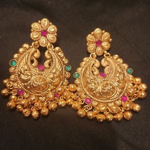 2 inch gold plated chandbali earring